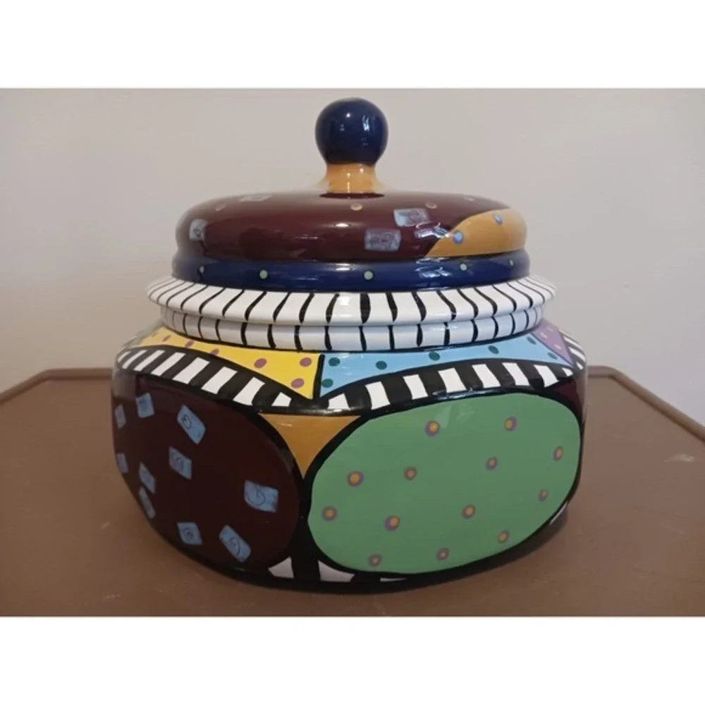 Studio Designworks Hand Painted Colorful Cookie‎ Jar With Lid